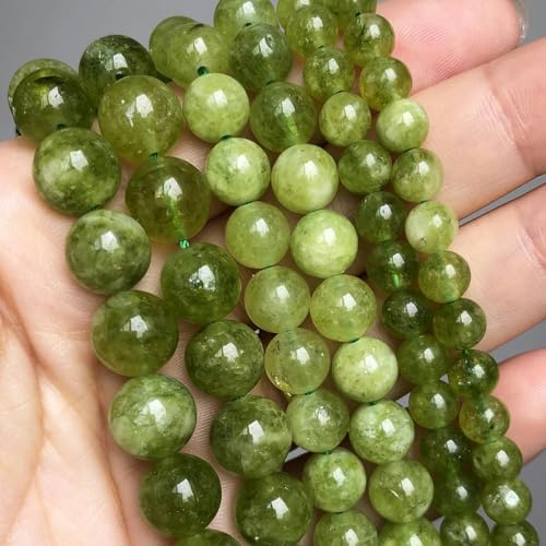 Dunkelblaue Jade-Chalcedon-Perlen zur Schmuckherstellung, Naturstein, runde, lose Abstandsperlen, DIY, handgefertigte Armbänder, 4/6/8/10/12 mm, grüner Peridot, 4,0 mm (ca. von YOGAES