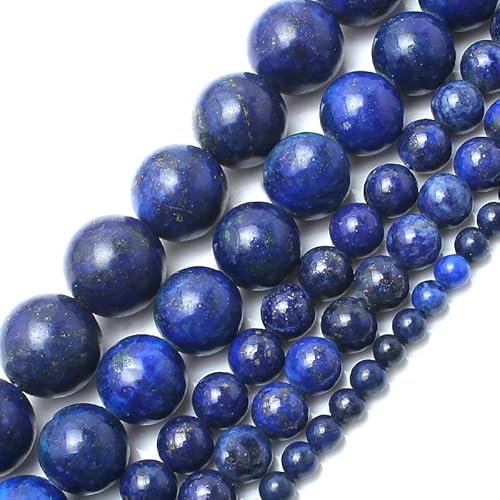 Echte natürliche blaue Steinperlen, Türkis, Achate, Jade, Tigerauge, runde Perlen für die Herstellung von DIY-Paararmbändern und Schmuck - Lapislazuli - 12 mm, ca. 36 Stück von YOGAES