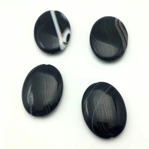 Großhandel 30x40MM Naturstein Schwarzer Onyx Cabochon zur Schmuckherstellung Perlen Cab Cabochon Stein 1Stk Gerades Loch-Schwarz 1STK-30x40mm von YOGAES