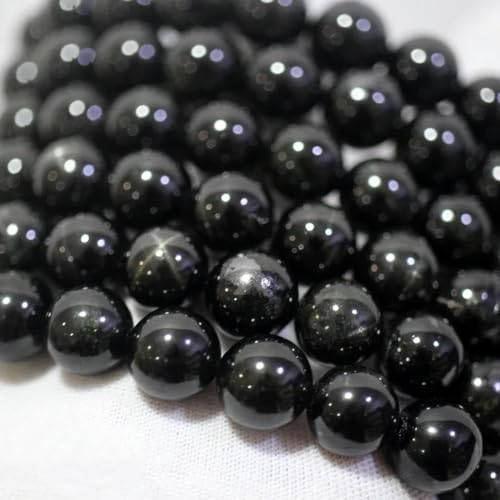 -Katzenauge Natürlicher, glatter runder Edelstein, schwarzer Diopsid, Perlenarbeit zur Schmuckherstellung, Design-Schwarz-10-11mm-1 Armband von YOGAES
