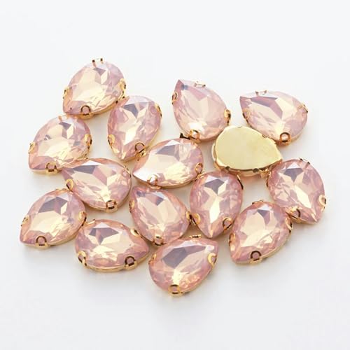 Mix 50 Stück Gold-Champagner-Opal-Strasssteine mit aufgenähtem Champange-Stein aus Krallenharz zur Dekoration von DIY-Schuhzubehör-Tropfen 10 x 14,0 mm-50 Stück von YOGAES