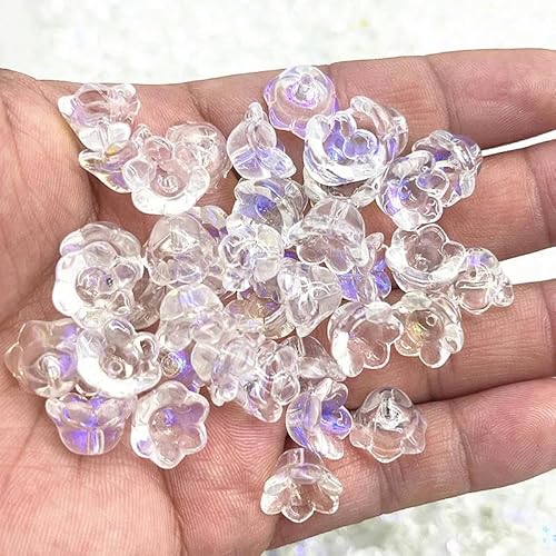 NEU 20 Stück 7x12mm Bunte Blumen Lampwork Perlen Trompetenblütenform Glasperlen zur Schmuckherstellung Haarnadel Handarbeit DIY-65 von YOGAES