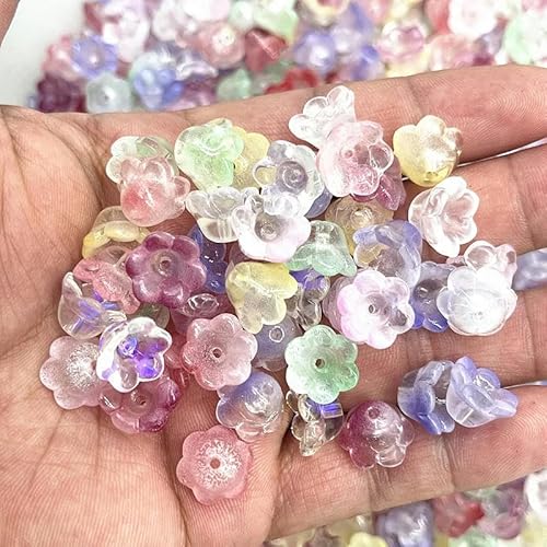 NEU 20 Stück 7x12mm Bunte Blumen Lampwork Perlen Trompetenblütenform Glasperlen zur Schmuckherstellung Haarnadel Handarbeit DIY-66 von YOGAES