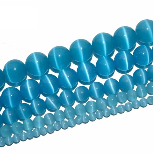 Natürliche, runde Perlen aus blauem Opal-Katzenauge zur Schmuckherstellung, Perlen für DIY-Armbänder, 4/6/8/10/12 MM -6mm, 60 Stück Perlen von YOGAES