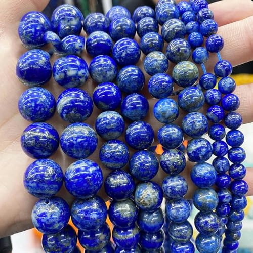 Naturstein Blaues Tigerauge Runde lose Perlen 6 8 10 12 mm für Schmuckherstellung DIY Charm-Armband 15" -Lapislazuli-14,0 mm 27 bis 28 Stück von YOGAES