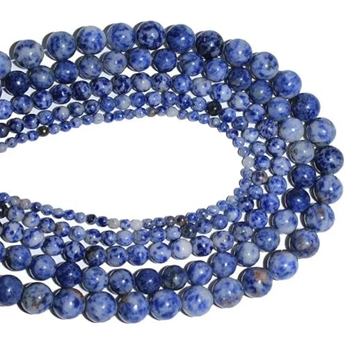 Naturstein-Rundperle 4/6/8/10/12 mm blau gestreift Achat Tigerauge Pulver Kristall Amethyst Schmuck lose Perle DIY Armband-Blauer Punkt-12 mm 30 Stück Perlen von YOGAES