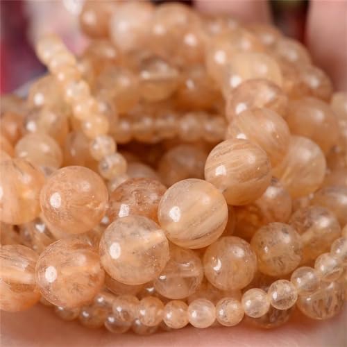 Natursteinperlen, Lava-Jaspis, Quarz-Achat, Tigerauge, runde lose Perlen zur Schmuckherstellung, DIY-Armbandzubehör, 4–12,0 mm, Kristall, 6 mm, ca. 61 Perlen von YOGAES
