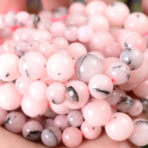 Natursteinperlen, Lava-Jaspis, Quarz-Achat, Tigerauge, runde lose Perlen zur Schmuckherstellung, DIY-Armbandzubehör, 4–12,0 mm, rosa Opal, 8 mm, ca. 45 Perlen von YOGAES
