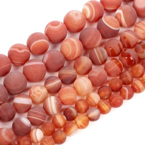 Natursteinperlen zur Schmuckherstellung, DIY-Armbandzubehör, Tigerauge, Turmalin, Achat, rosaroter Streifen, 4–12 mm, orange gestreifter Achat, 6 mm, ca. 60 Stück von YOGAES