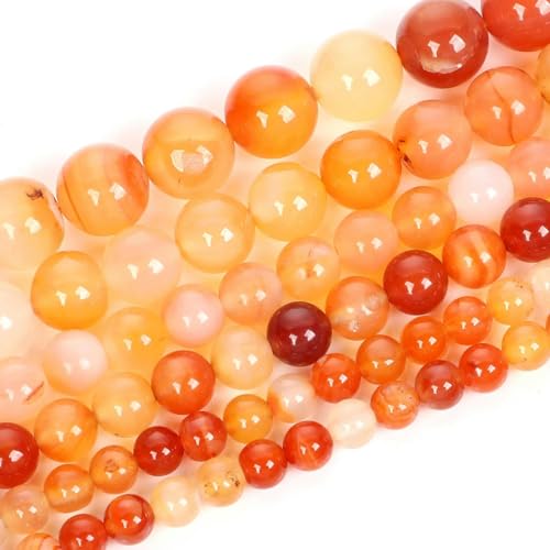 Natursteinperlen zur Schmuckherstellung, DIY-Armbandzubehör, Turmalin, Achat, Tigerauge, Rose, roter Streifen, 4–12 mm, Orange Achat, 12 mm, ca. 30 Stück von YOGAES