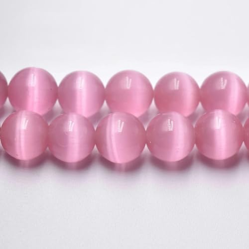 Rosa, weiß, blauer Katzenaugenstein, runde Perlen, 4 6 8 10 12 mm, natürliche Glasperlen zur Schmuckherstellung, 15 Zoll, Großhandelsperlen, 12 Rosa, 10 mm, 38 Stück von YOGAES