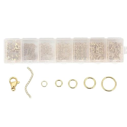 Schmuckherstellungsset, Set mit Box, offene Biegeringe aus Edelstahl, Karabinerverschlüsse, Ohrringhaken für Armbandzubehör, Halskettenzubehör, Set 7 von YOGAES