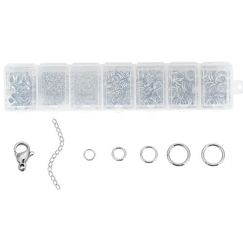 Schmuckherstellungsset, Set mit Box, offene Biegeringe aus Edelstahl, Karabinerverschlüsse, Ohrringhaken für Armbandzubehör, Halskettenzubehör, Set 8 von YOGAES