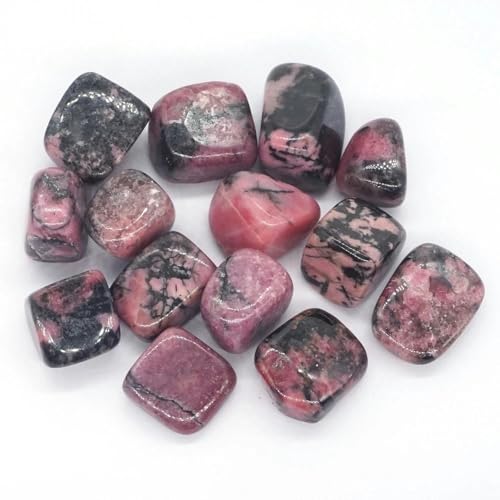 Trommelsteine, Großhandel, natürliche Amethyst- und Malachit-Edelsteine, poliert, Reiki-Heil-Edelstein, lose Sammlung, rosa und schwarzer Rhodonit, 200 g von YOGAES