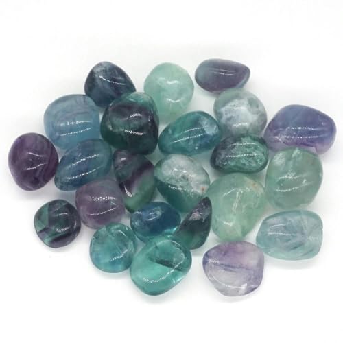 Trommelsteine, Großhandel, natürliche Amethyst- und Malachit-Edelsteine, poliert, Reiki-Heiledelstein, lose Sammlung, Fluorit, 200 g von YOGAES