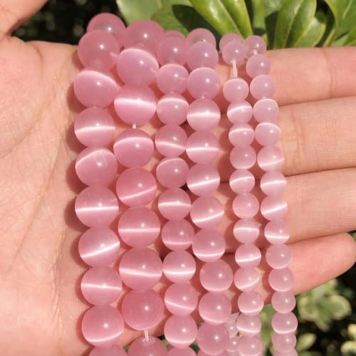 WholeAAA Rosa Katzenauge Stein Runde Perlen 4 6 8 10 12mm Naturstein Perlen Für Diy Schmuck Machen 15 zoll-10mm 36pc von YOGAES