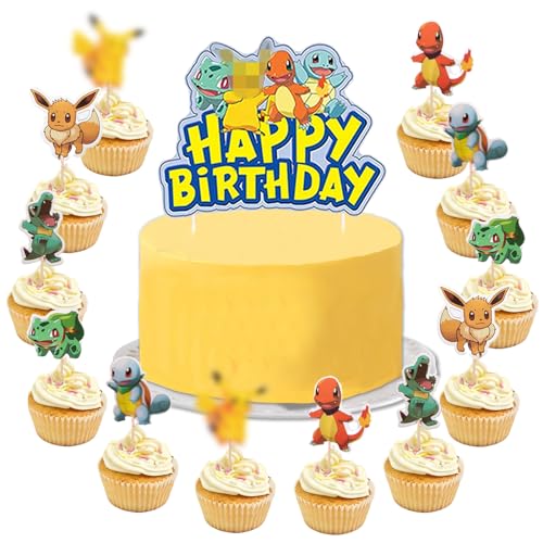 YOGARTH 25 Stück Tortendeko Jungen Mädchen, Kuchen Deko Kindergeburtstag, Tortendekoration Cake Topper Set, Happy Birthday Topper für Kinder Geburtstag Party Kuchen Dekoration Supplies (B) von YOGARTH