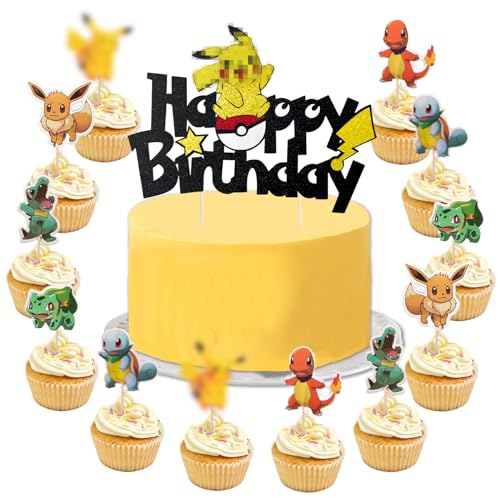 YOGARTH 25 Stück Tortendeko Kindergeburtstag, Kuchen Deko Junge Mädchen, Happy Birthday Topper, Tortendekoration Cake Topper Set für Kinder Geburtstag Party Kuchen Dekoration Supplies (B) von YOGARTH