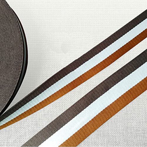 YOGAY Breites 25 mm 38 mm 50 mm Gurtband Kaffee weiß braun gestreiftes Polyester-Gurtband Köperband DIY handgefertigtes Nähzubehör von YOGAY