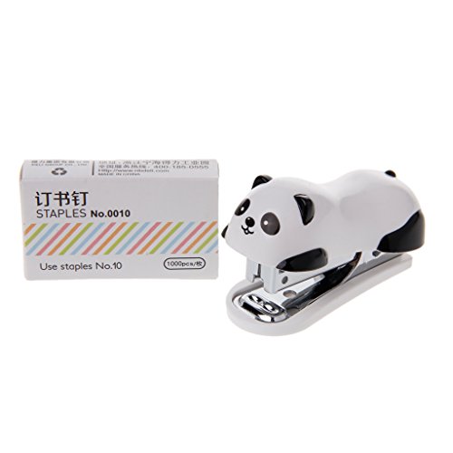 Cartoon Panda Heftgerät mit 1 Box für Home Office Desktop Stationary Cute Grundschule Student Geburtstag Gi Mühelose Hefter Mühelose Hefter Maschine Hefter Büro Heavy Duty von YOGOTEU