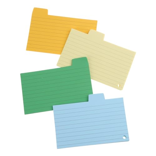 YOGOTEU Karteikarten in 4 Farben, 100 Blatt, bunte Karten, Notizkarten, Revisionskarten zum Lernen, Notizen, Registerkarten, 7,6 x 12,7 cm, Registerkarten, 12,7 x 20,3 cm, liniert, Typ A von YOGOTEU