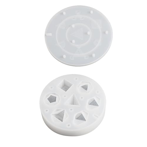 YOGOTEU Würfelformen, 7 Formen, Würfel, Filet, quadratische Dreiecke, Schlüsselanhänger, digitale Spiel-Silikonform, Kristall-Epoxidharzform, 12,4 cm von YOGOTEU