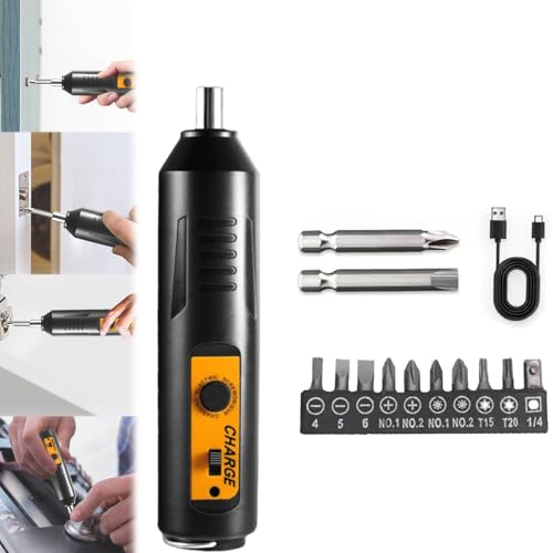 Reposaltrust Electric Screwdriver, Cordless Electric Screwdriver Screw Driver Set Kit, Portable Automatic Home Repair Tool Kit, for Home Repair (2 long bits + 10 short bits) von YOHFRFGX