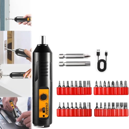 Reposaltrust Electric Screwdriver, Cordless Electric Screwdriver Screw Driver Set Kit, Portable Automatic Home Repair Tool Kit, for Home Repair (2 long bits + 33 short bits) von YOHFRFGX