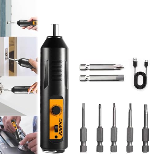 Reposaltrust Electric Screwdriver, Cordless Electric Screwdriver Screw Driver Set Kit, Portable Automatic Home Repair Tool Kit, for Home Repair (2 long bits + 5 small bits) von YOHFRFGX