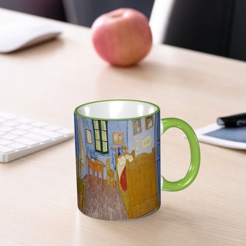 YOIUE Tasse aus Keramik - Große 11oz Tassen 330ml Kaffeetassen mit Henkel, 100% Handbemalt - Trinkgläser mit Griff - Weiß,Stillleben Fenster Gouache von YOIUE