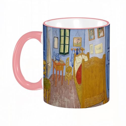 YOIUE Tasse aus Keramik - Große 11oz Tassen 330ml Kaffeetassen mit Henkel, 100% Handbemalt - Trinkgläser mit Griff - Weiß,Stillleben Fenster Gouache von YOIUE