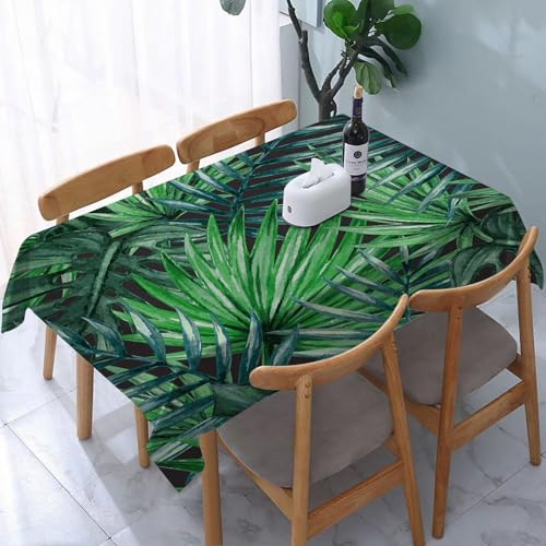 YOIUE Tischdecke Abwaschbar Rechteckig,137x183cm,Polyester Tischtuch Tafeldecke Ornamente Schmutzabweisend Pflegeleicht,Blatt, Palme, Aquarell, antiker Designdruck von YOIUE