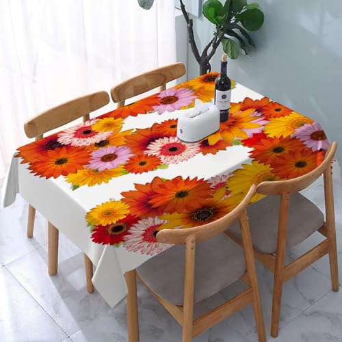 YOIUE Tischdecke Abwaschbar Rechteckig,137x183cm,Polyester Tischtuch Tafeldecke Ornamente Schmutzabweisend Pflegeleicht,Buchstabe S, organische Gerbera Bouquet Blütenblätter aus dem Ausse von YOIUE