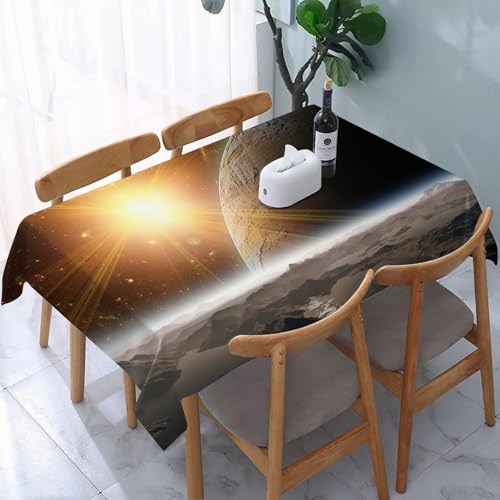 YOIUE Tischdecke Abwaschbar Rechteckig,137x183cm,Polyester Tischtuch Tafeldecke Ornamente Schmutzabweisend Pflegeleicht,Der Weltraum, die Monde und das Universum von YOIUE