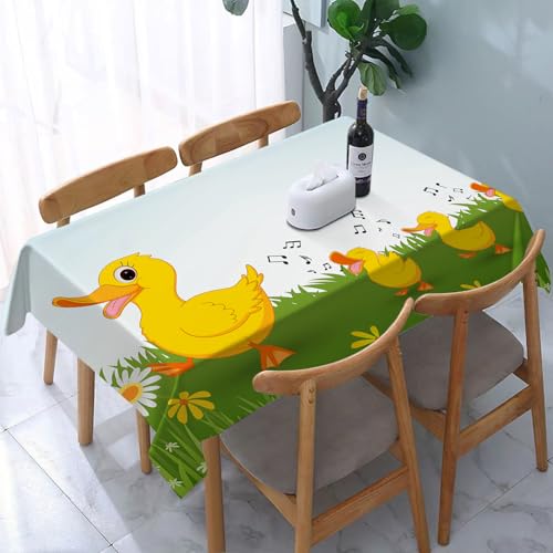 YOIUE Tischdecke Abwaschbar Rechteckig,137x183cm,Polyester Tischtuch Tafeldecke Ornamente Schmutzabweisend Pflegeleicht,Glücklicher Enten-Cartoon von YOIUE