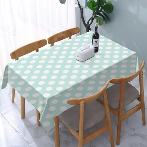 YOIUE Tischdecke Abwaschbar Rechteckig,137x183cm,Polyester Tischtuch Tafeldecke Ornamente Schmutzabweisend Pflegeleicht,Hellblau, Retro-Stil Polka Dots Soft Spot Baby Farben verblasst Kids1 von YOIUE