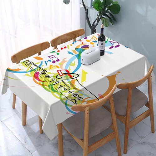 YOIUE Tischdecke Abwaschbar Rechteckig,137x183cm,Polyester Tischtuch Tafeldecke Ornamente Schmutzabweisend Pflegeleicht,Jazzmusik-Dekor, Farbillustration des Saxophons mit Nicht von YOIUE