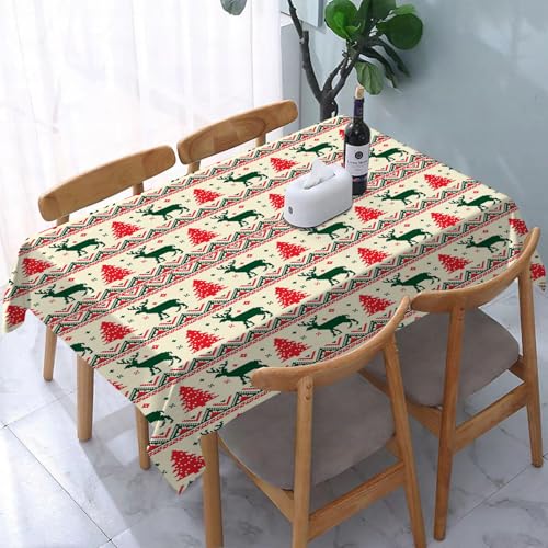 YOIUE Tischdecke Abwaschbar Rechteckig,137x183cm,Polyester Tischtuch Tafeldecke Ornamente Schmutzabweisend Pflegeleicht,Joyarty 1 Stück, beige, rot, grüne Schürze von YOIUE