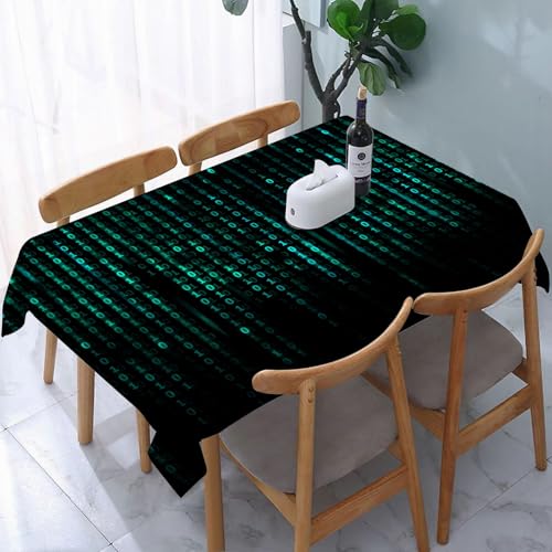 YOIUE Tischdecke Abwaschbar Rechteckig,137x183cm,Polyester Tischtuch Tafeldecke Ornamente Schmutzabweisend Pflegeleicht,Konzeptioneller Hintergrund des Matrixcodes von YOIUE