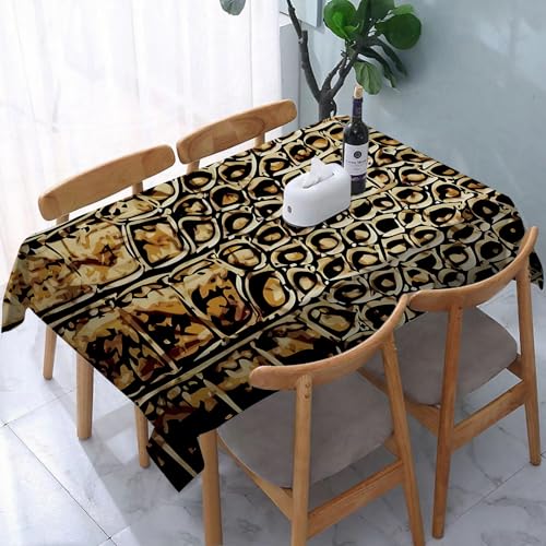 YOIUE Tischdecke Abwaschbar Rechteckig,137x183cm,Polyester Tischtuch Tafeldecke Ornamente Schmutzabweisend Pflegeleicht,Lederhintergrund mit goldenen Elementen. von YOIUE