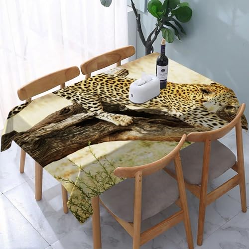 YOIUE Tischdecke Abwaschbar Rechteckig,137x183cm,Polyester Tischtuch Tafeldecke Ornamente Schmutzabweisend Pflegeleicht,Leopard von YOIUE