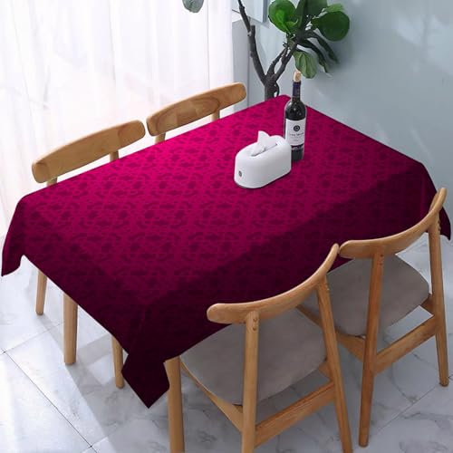 YOIUE Tischdecke Abwaschbar Rechteckig,137x183cm,Polyester Tischtuch Tafeldecke Ornamente Schmutzabweisend Pflegeleicht,Magenta abstrakt gestreiftes strukturiertes geometrisches Muster von YOIUE