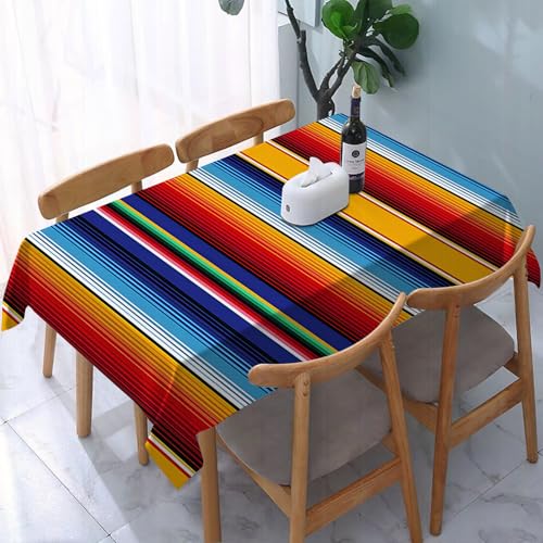 YOIUE Tischdecke Abwaschbar Rechteckig,137x183cm,Polyester Tischtuch Tafeldecke Ornamente Schmutzabweisend Pflegeleicht,Mexikanisches buntes Sarape-Muster von YOIUE