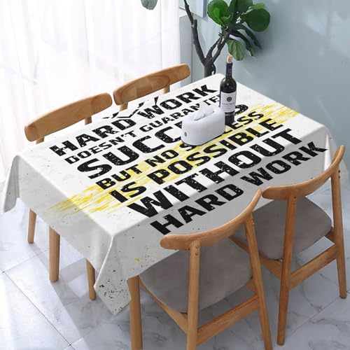 YOIUE Tischdecke Abwaschbar Rechteckig,137x183cm,Polyester Tischtuch Tafeldecke Ornamente Schmutzabweisend Pflegeleicht,Motivierende Harte Arbeit Erfolg inspirierend Zitat Grunge Thema Typografie von YOIUE