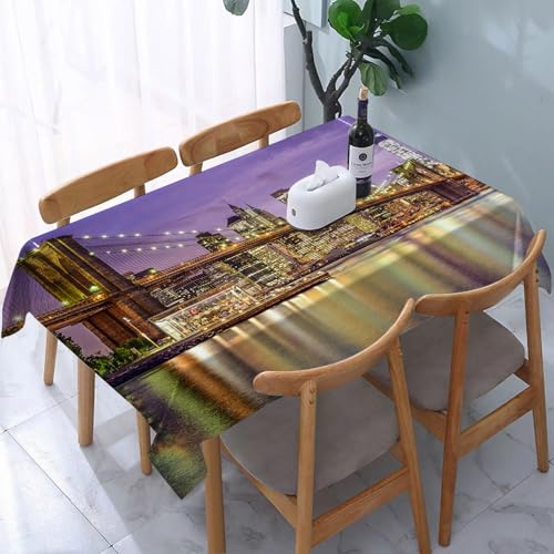 YOIUE Tischdecke Abwaschbar Rechteckig,137x183cm,Polyester Tischtuch Tafeldecke Ornamente Schmutzabweisend Pflegeleicht,New York, NYC Exquisite Skyline Manhattan Broadway alt von YOIUE