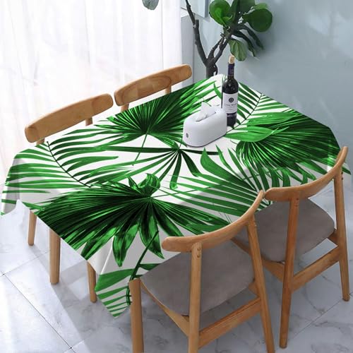 YOIUE Tischdecke Abwaschbar Rechteckig,137x183cm,Polyester Tischtuch Tafeldecke Ornamente Schmutzabweisend Pflegeleicht,Palmblatt, realistischer, lebendiger Druck mit üppigen botanischen Blättern des von YOIUE