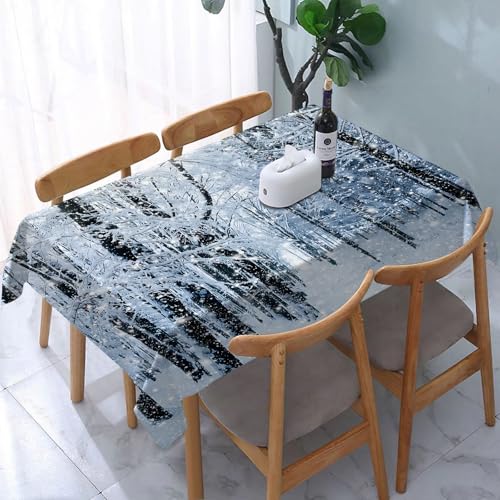 YOIUE Tischdecke Abwaschbar Rechteckig,137x183cm,Polyester Tischtuch Tafeldecke Ornamente Schmutzabweisend Pflegeleicht,Winterlandschaft von YOIUE