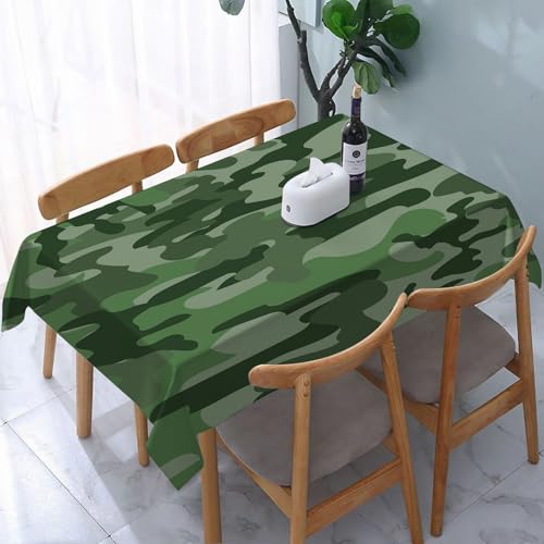 YOIUE Tischdecke Abwaschbar Rechteckig,137x183cm,Polyester Tischtuch Tafeldecke Ornamente Schmutzabweisend Pflegeleicht,tärischer Aufdruck. Camouflage mit Hellen Flecken. von YOIUE