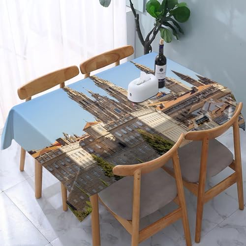 YOIUE Tischdecke Rechteckig Abwaschbar,Blick auf Santiago de Compostela mit der Kathedrale von Santiago de Compostela,Table Cloth für Küche,Esstisch,Couchtisch,Parteien,Abendessen137 x 183 cm von YOIUE