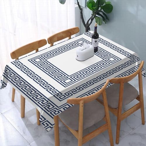 YOIUE Tischdecke Rechteckig Abwaschbar,Quadratischer Rahmen mit griechischem Ornamentmuster im Mäanderstil,Table Cloth für Küche,Esstisch,Couchtisch,Parteien,Abendessen137 x 183 cm von YOIUE